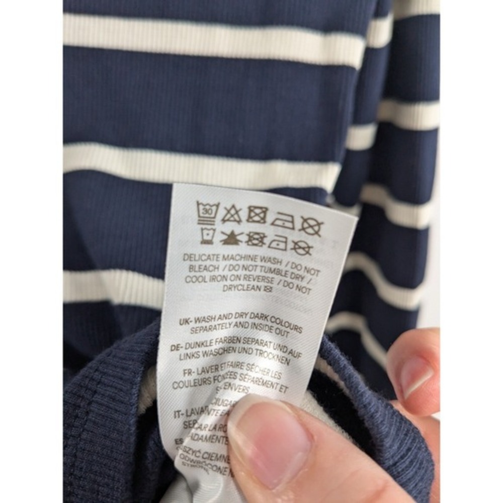Boden Womens Stripe Ribbed Henley Shirts Bundle of 2 sz 8 Blue Longsleeve Cotton - Picture 5 of 12